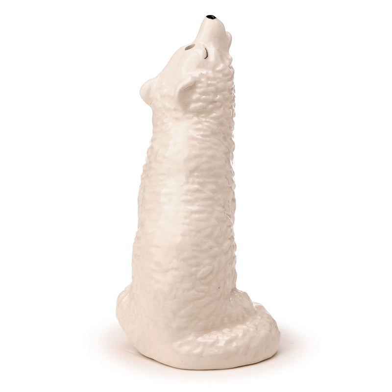 White Wolf Ceramic Salt & Pepper Shakers Set