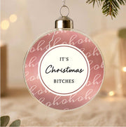 Rude Ho Ho Ho Glass Bauble Christmas Decoration - Any Message