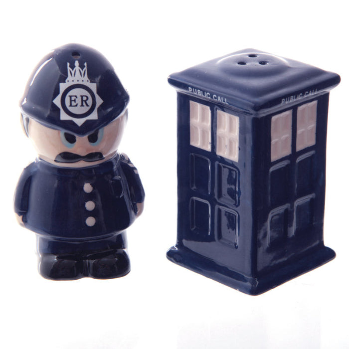 London Police Box & Policeman Ceramic Salt & Pepper Shakers Set