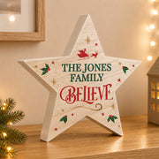 Personalised Believe Wooden Star Christmas Ornament