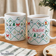 Personalised The Snowman Christmas Wishes Pattern Mug - Christmas Gift