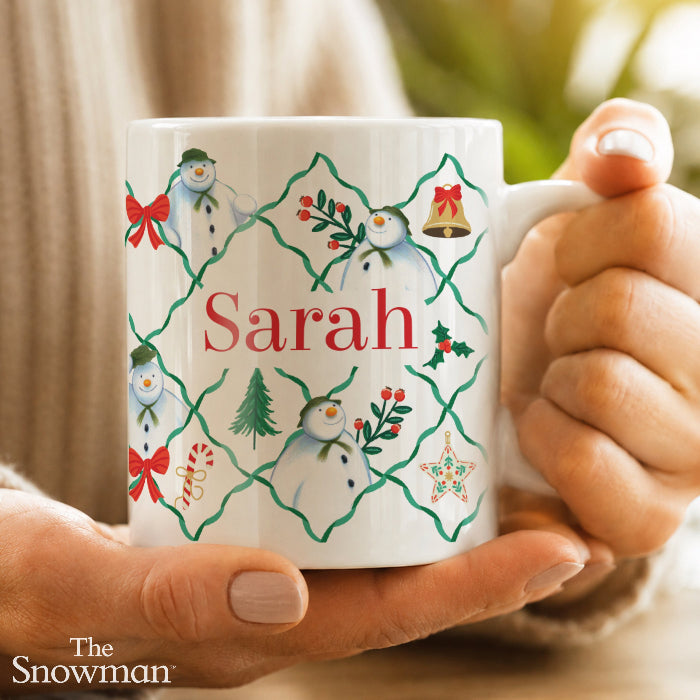 Personalised The Snowman Christmas Wishes Pattern Mug - Christmas Gift