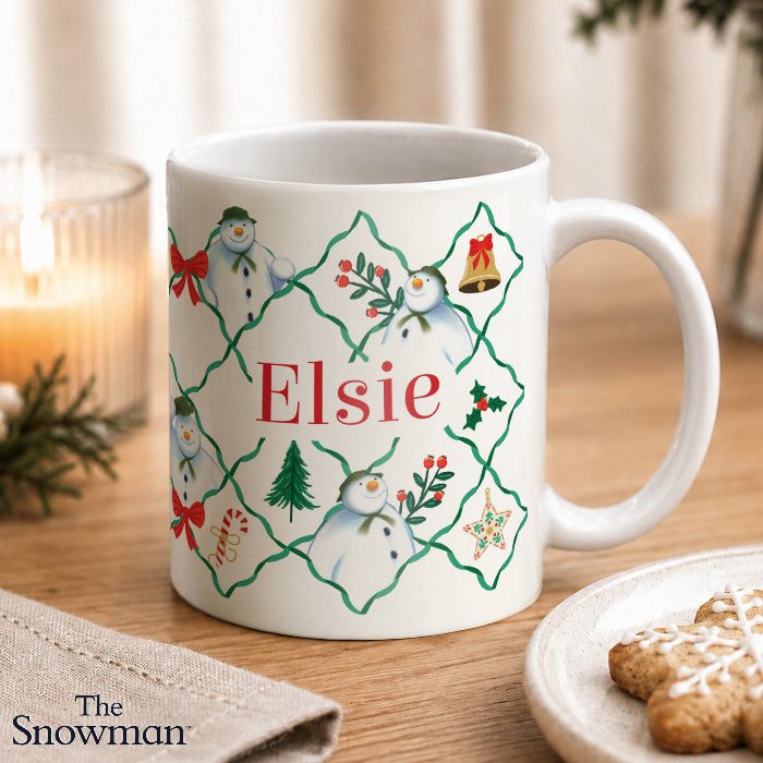 Personalised The Snowman Christmas Wishes Pattern Mug - Christmas Gift