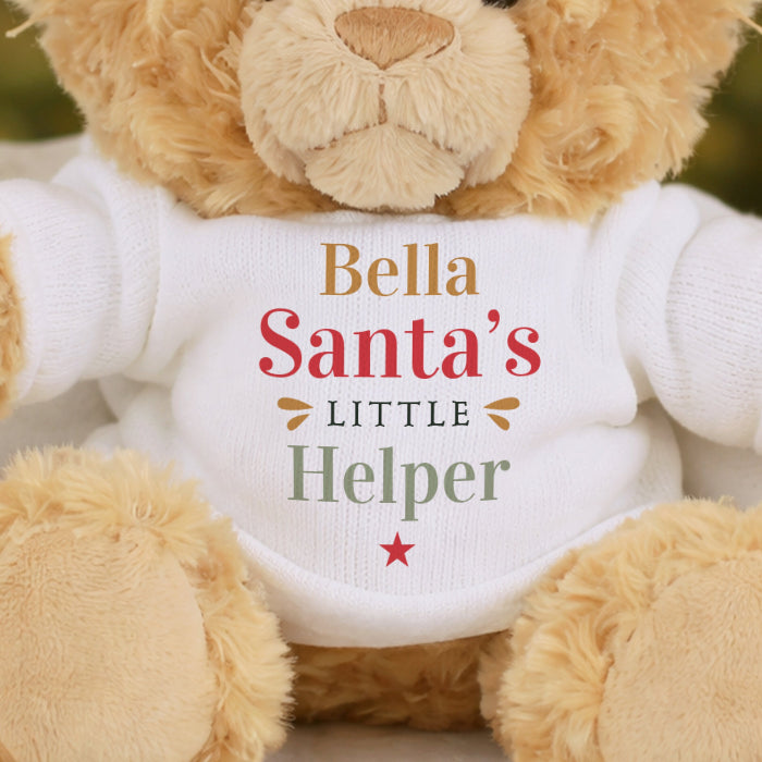 Personalised Santa’s Little Helper Teddy Bear With Name