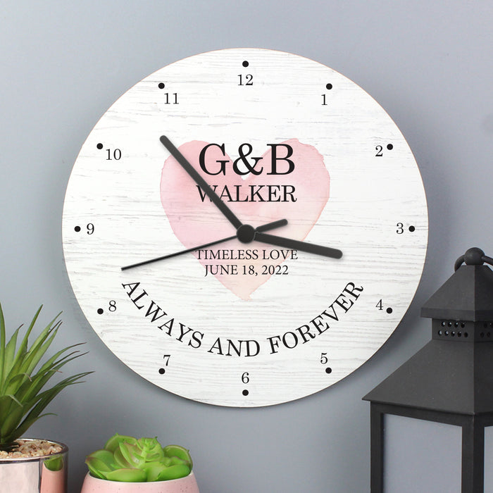 Personalised Couples Heart Wooden Clock — My Happy Moments