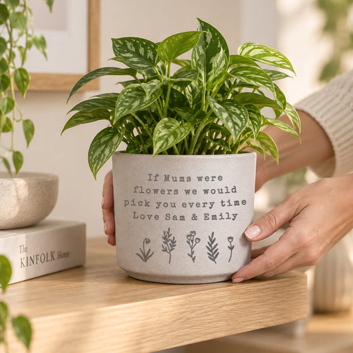 Personalised Mother’s Day Floral Flecked Plant Pot - Any Message