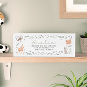 Personalised Woodland Animals Newborn Baby Wooden Ornament