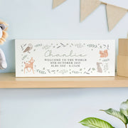 Personalised Woodland Animals Newborn Baby Wooden Ornament