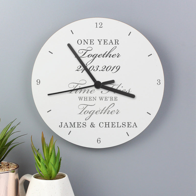 Personalised Anniversary Wooden Wall Clock