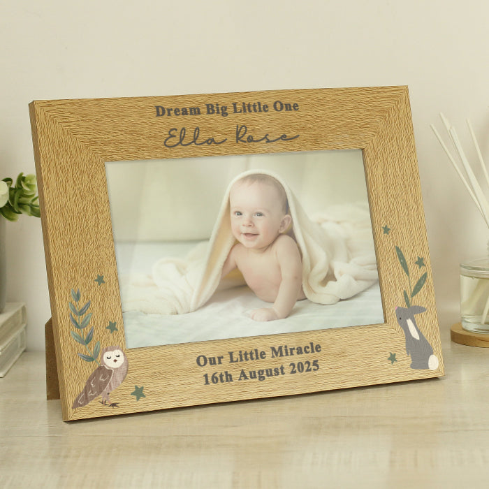 Personalised Woodland Animals Newborn Baby Photo Frame - 6x4
