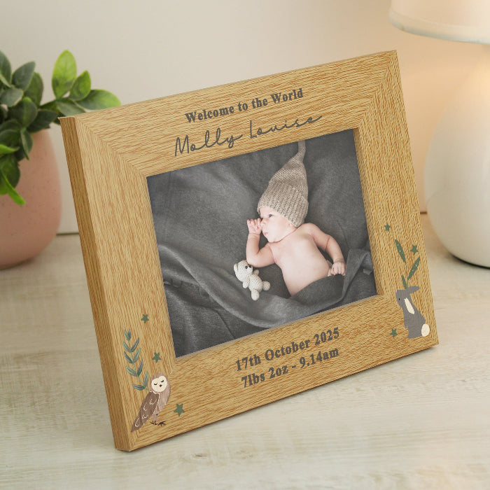 Personalised Woodland Animals Newborn Baby Photo Frame - 6x4