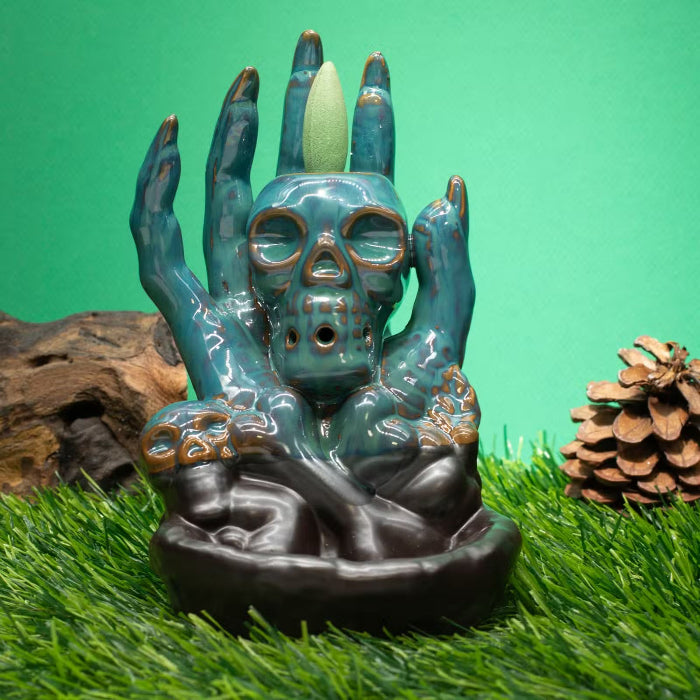 Skull in Hand Backflow Incense Burner