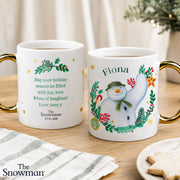 Personalised The Snowman Christmas Wishes Mug - Gold Handle