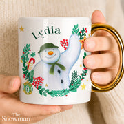 Personalised The Snowman Christmas Wishes Mug - Gold Handle