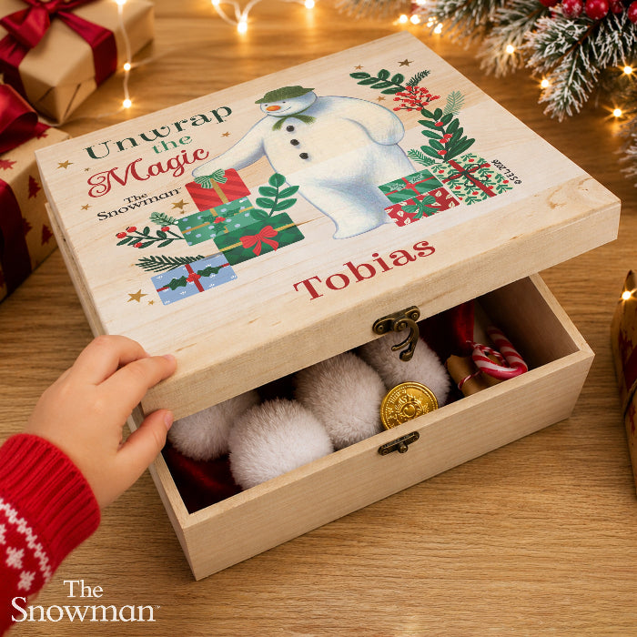 Personalised The Snowman Christmas Eve Wooden Box - Christmas Wishes