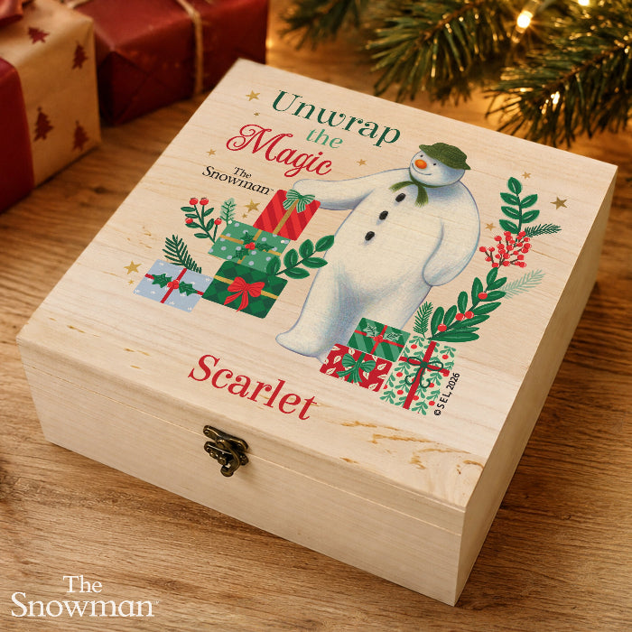 Personalised The Snowman Christmas Eve Wooden Box - Christmas Wishes