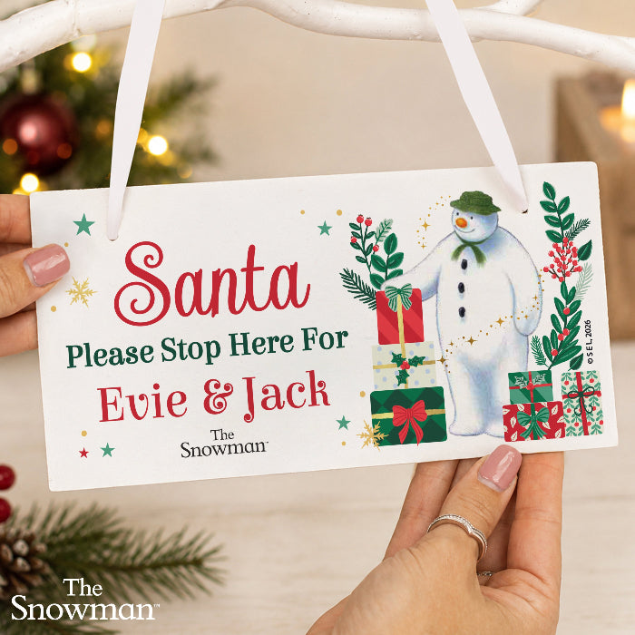 Personalised The Snowman Santa Stop Here Sign - Christmas Wishes