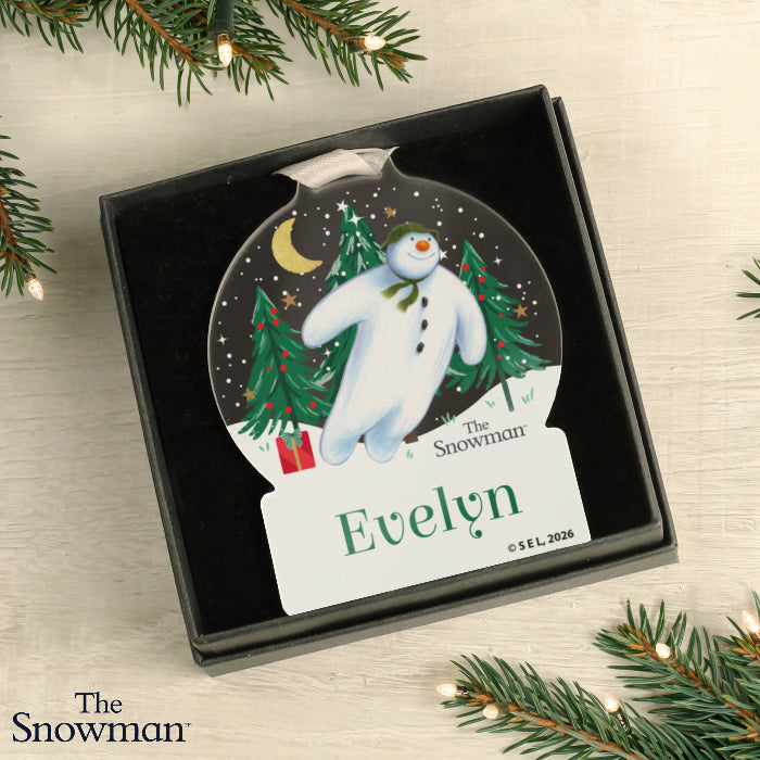 Personalised The Snowman Christmas Acrylic Decoration - Christmas Wishes
