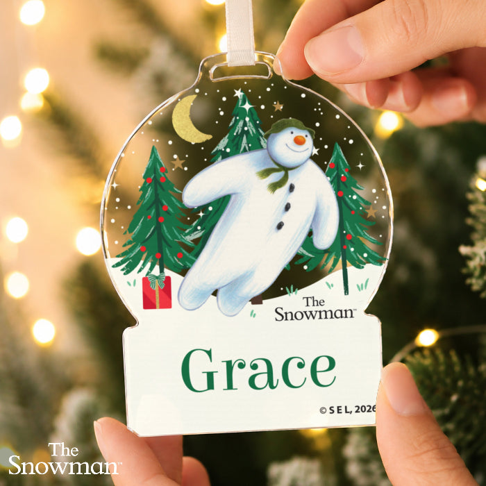 Personalised The Snowman Christmas Acrylic Decoration - Christmas Wishes