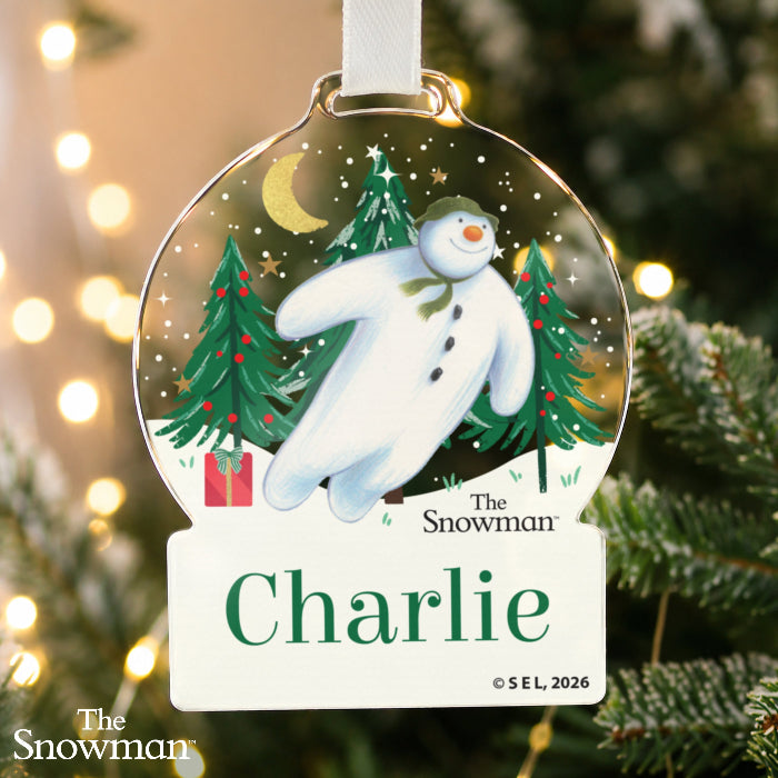 Personalised The Snowman Christmas Acrylic Decoration - Christmas Wishes