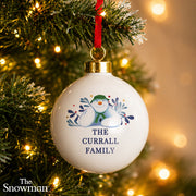 Personalised The Snowman Botanical Christmas Bauble Decoration 