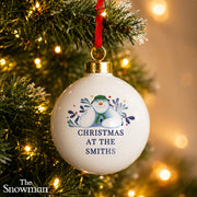 Personalised The Snowman Botanical Christmas Bauble Decoration 