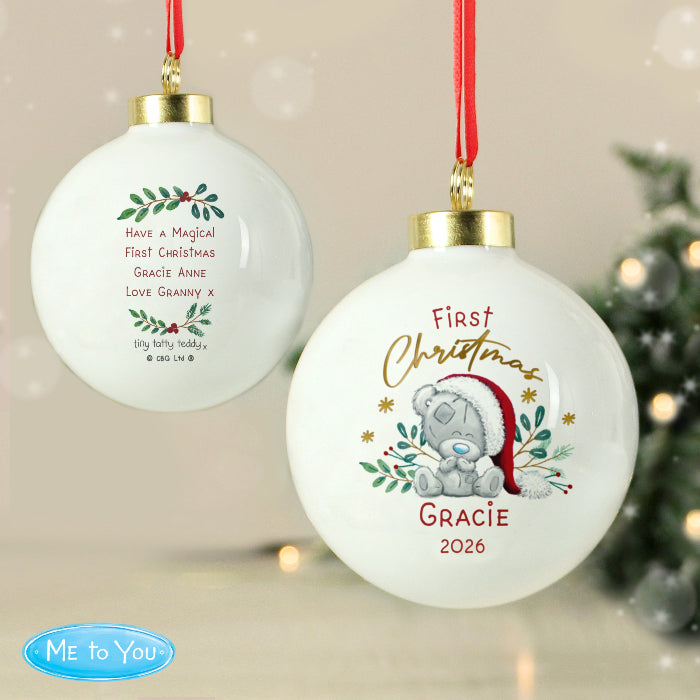 Personalised Baby’s First Christmas Tiny Tatty Teddy Bauble