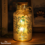 Personalised The Snowman Botanical Christmas LED Jar