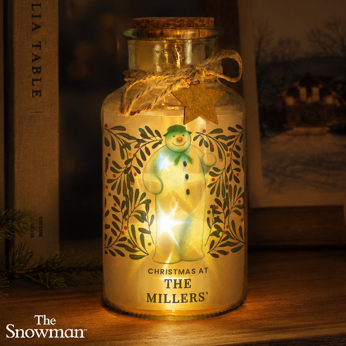 Personalised The Snowman Botanical Christmas LED Jar