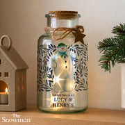 Personalised The Snowman Botanical Christmas LED Jar