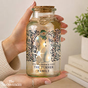 Personalised The Snowman Botanical Christmas LED Jar