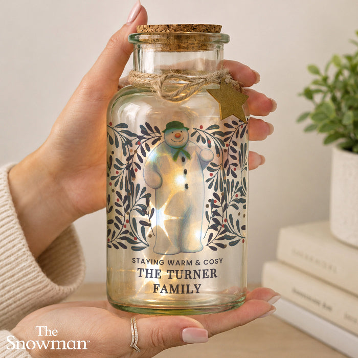 Personalised The Snowman Botanical Christmas LED Jar