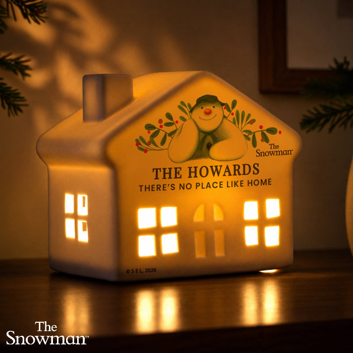 Personalised The Snowman Botanical Christmas LED House Ornament 