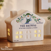Personalised The Snowman Botanical Christmas LED House Ornament 