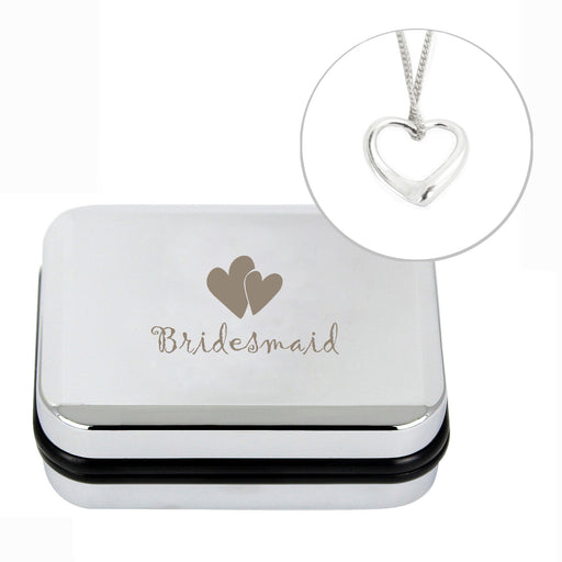 Bridesmaid Heart Sterling Silver Necklace & Gift Box