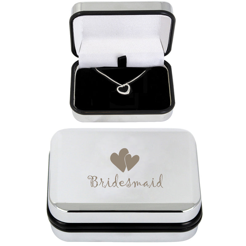 Bridesmaid Heart Sterling Silver Necklace & Gift Box