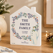 Personalised The Snowman Botanical Christmas Wooden House Ornament 