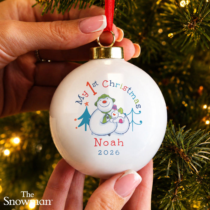 Personalised The Snowman My 1st Christmas Ceramic Bauble | Ornament 