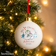Personalised The Snowman My 1st Christmas Ceramic Bauble | Ornament 