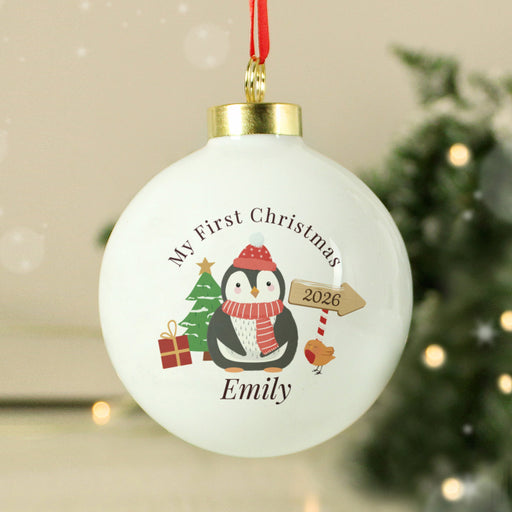Personalised Baby’s First Christmas Penguin Bauble