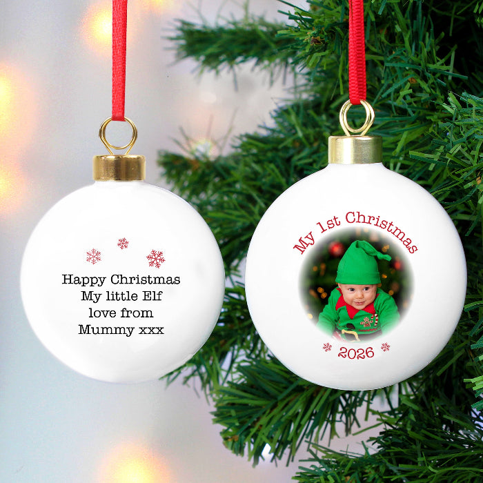 Personalised Baby’s First Christmas 2026 Photo Bauble