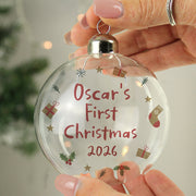 Personalised Baby’s First Christmas Glass Bauble