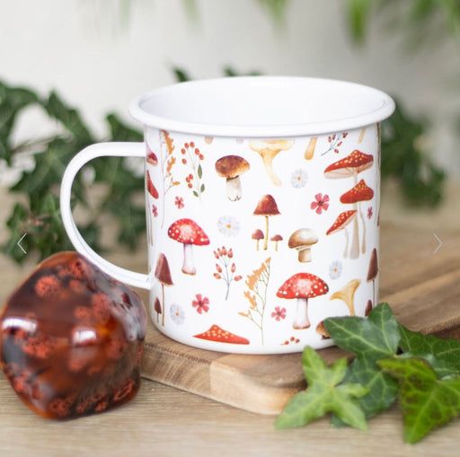 Over Mushroom Print Enamel Mug