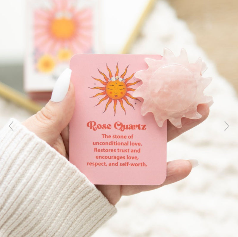 Rose Quartz Crystal Sun Keepsake Stone in a Box