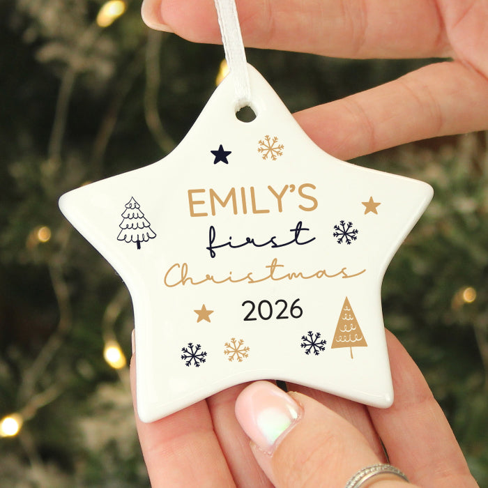 Personalised Baby’s First Christmas Star Tree Decoration
