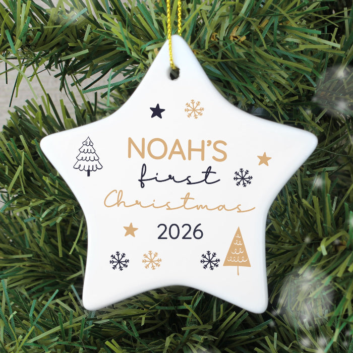 Personalised Baby’s First Christmas Star Tree Decoration