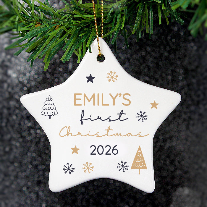 Personalised Baby’s First Christmas Star Tree Decoration