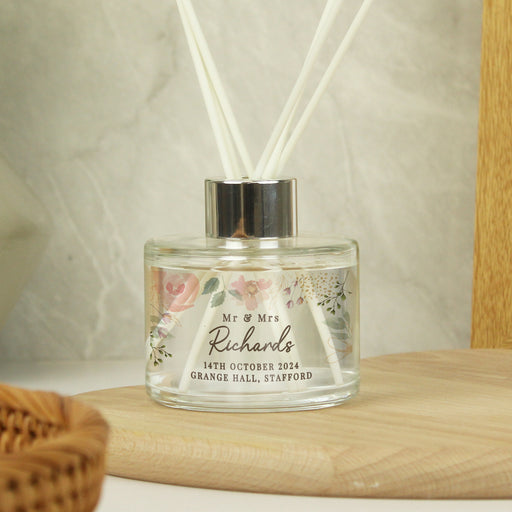 Personalised Floral Watercolour Wedding Reed Diffuser