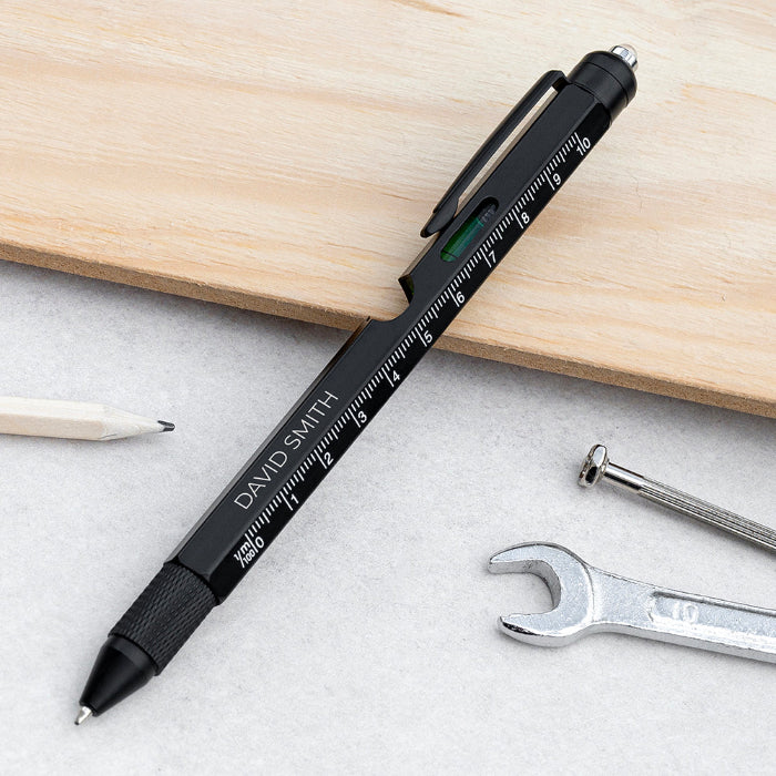 Personalised Spirit Level Multitool Pen with LED Torch