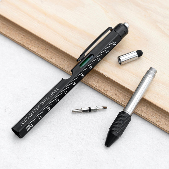 Personalised Spirit Level Multitool Pen with LED Torch